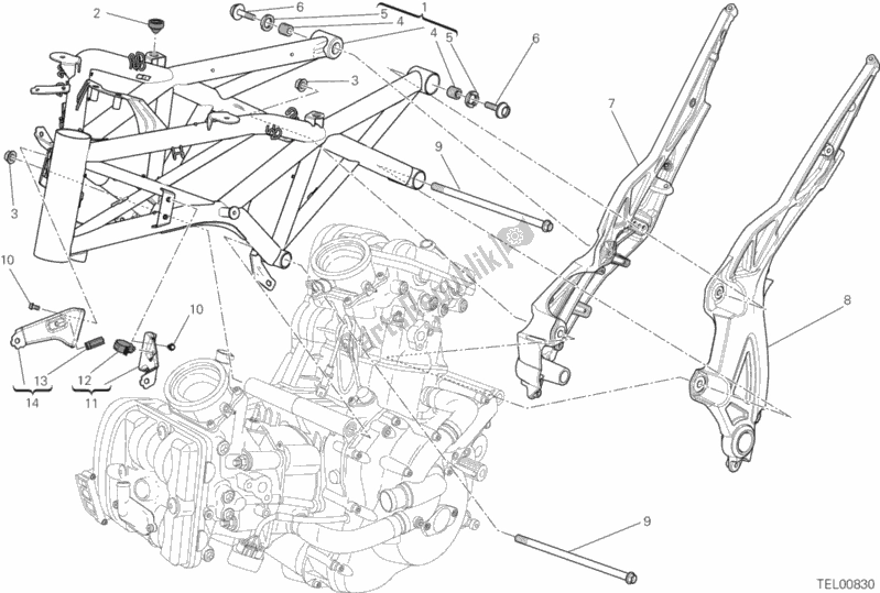 Todas as partes de Quadro, Armação do Ducati Diavel Carbon FL AUS 1200 2017